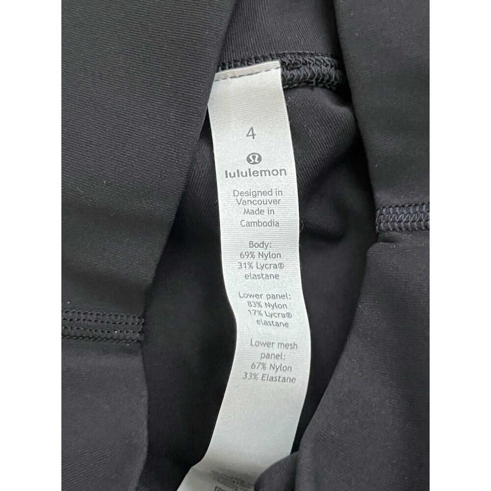 Lululemon Black High Rise Crop Leggings Mesh Scallop Hem Yoga Pants Womens SZ 4 - Picture 4 of 6